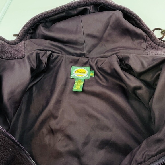 Womens L Cabela's Hooded Jacket Purple Fleece‎ Autumn Log Cabin Geese Embroidery - Picture 6 of 7